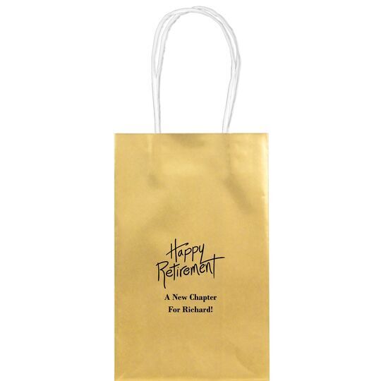 Fun Happy Retirement Medium Twisted Handled Bags