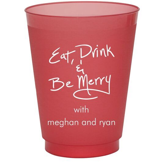 Fun Eat Drink & Be Merry Colored Shatterproof Cups