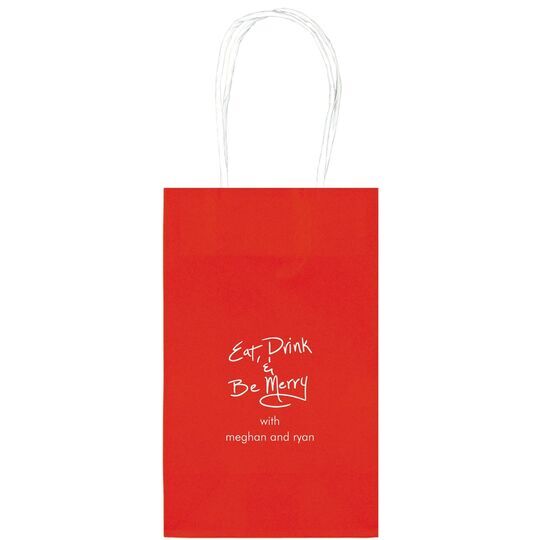 Fun Eat Drink & Be Merry Medium Twisted Handled Bags