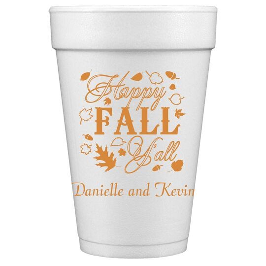 Happy Fall Y'all Styrofoam Cups