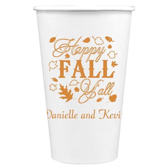 Happy Fall Y'all Paper Coffee Cups