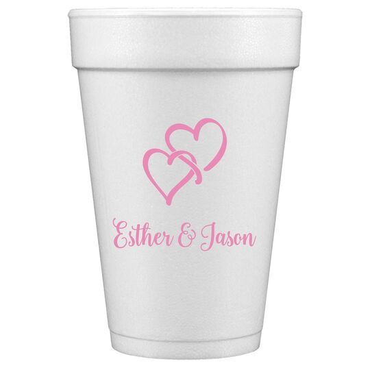 Interlocking Double Hearts Styrofoam Cups