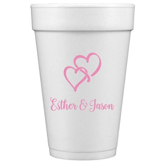 Interlocking Double Hearts Styrofoam Cups