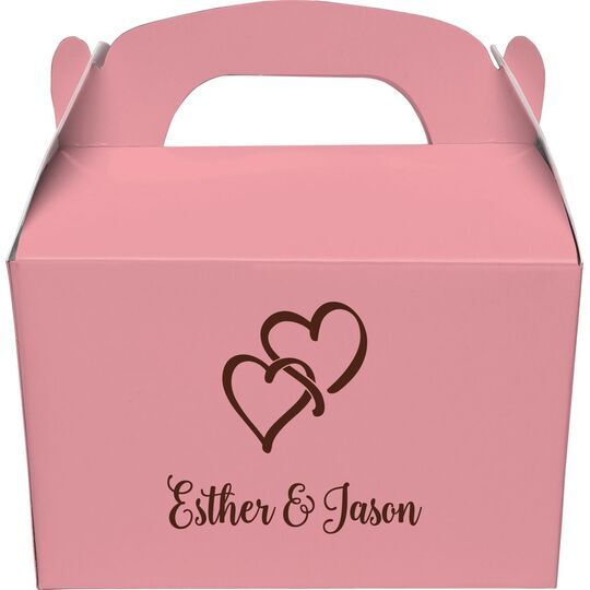 Interlocking Double Hearts Gable Favor Boxes