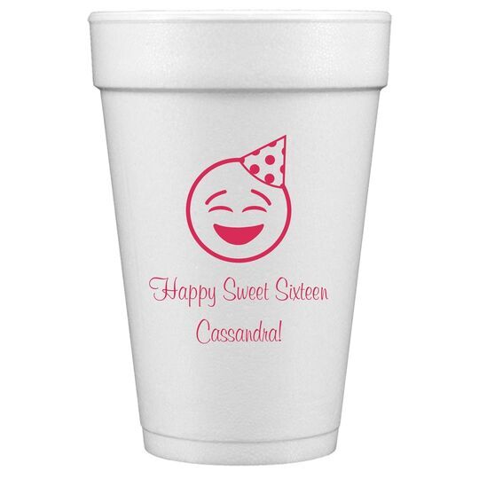 Party Hat Emoji Styrofoam Cups