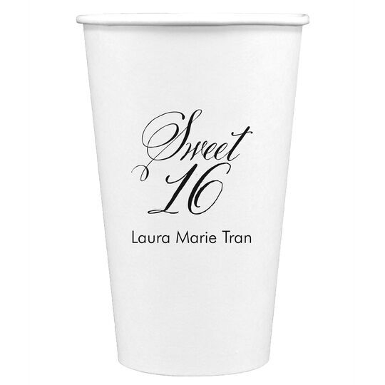 Elegant Sweet Sixteen Paper Coffee Cups