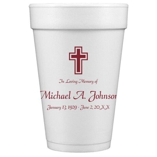 Memorial Cross Styrofoam Cups