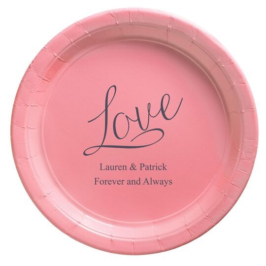 Expressive Script Love Paper Plates