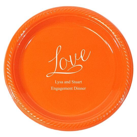 Expressive Script Love Plastic Plates