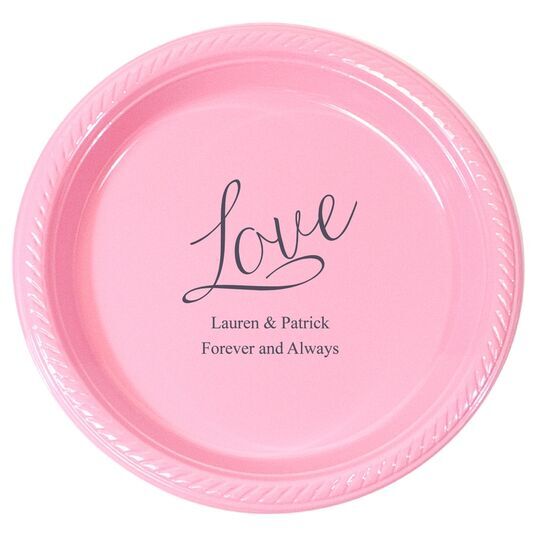 Expressive Script Love Plastic Plates