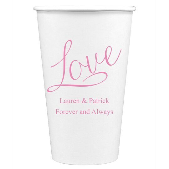 Expressive Script Love Paper Coffee Cups