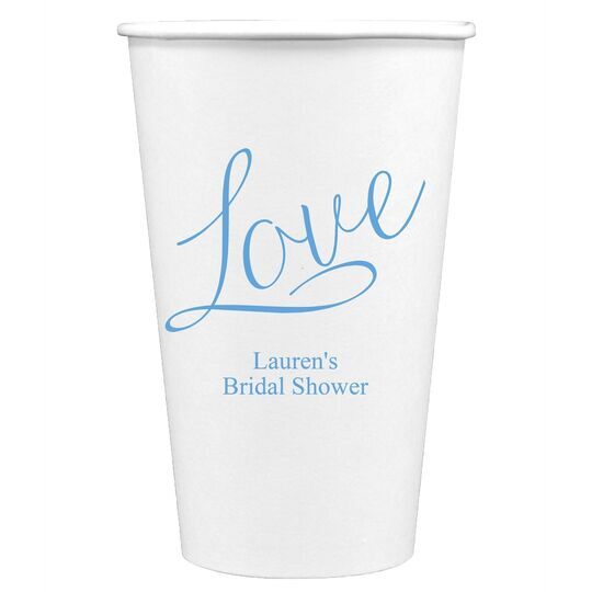 Expressive Script Love Paper Coffee Cups