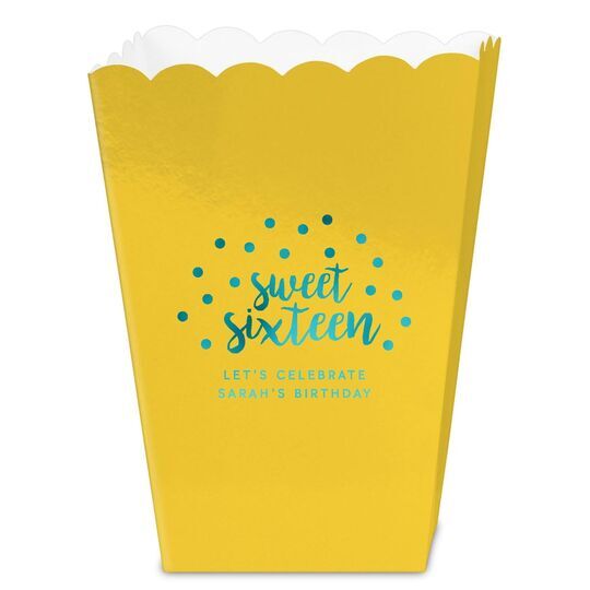 Confetti Dots Sweet Sixteen Mini Popcorn Boxes