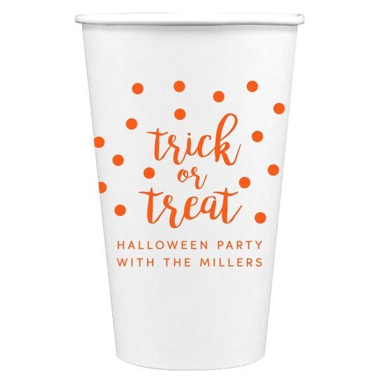 Confetti Dots Trick or Treat Paper Coffee Cups