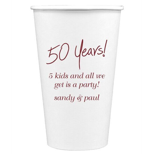 Fun 50 Years Paper Coffee Cups