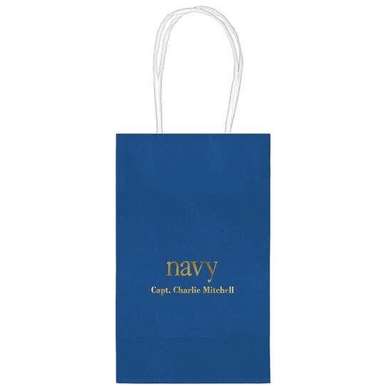 Big Word Navy Medium Twisted Handled Bags