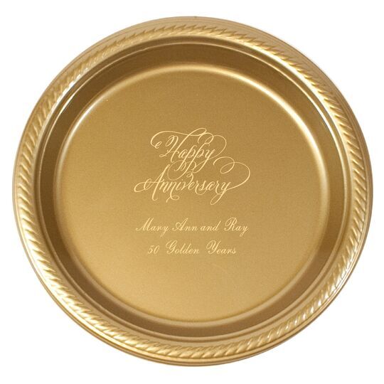 Elegant Happy Anniversary Plastic Plates