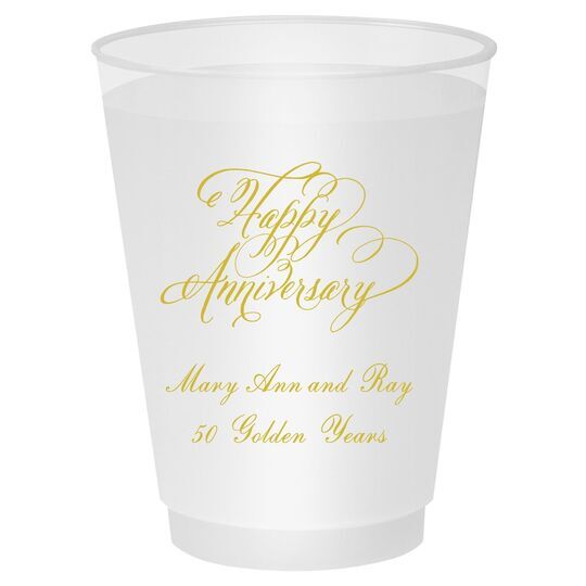 Elegant Happy Anniversary Shatterproof Cups