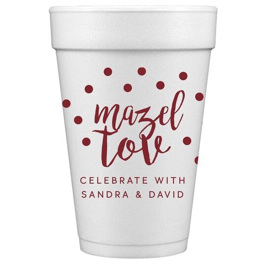 Confetti Mazel Tov Styrofoam Cups