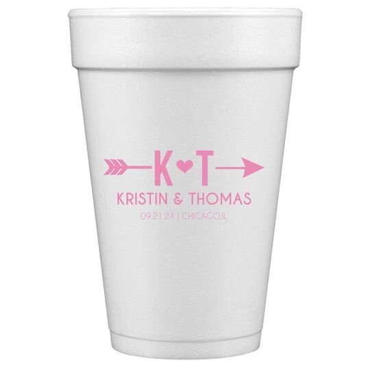 Cupid's Arrow Styrofoam Cups