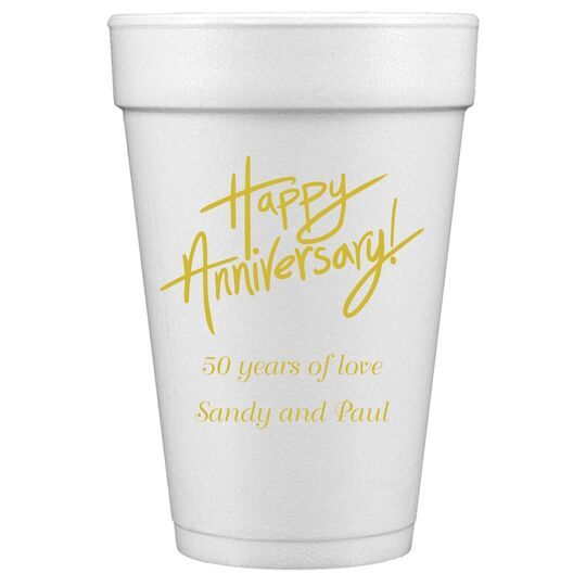 Fun Happy Anniversary Styrofoam Cups