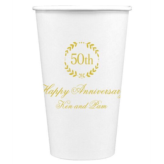 50th Wreath Paper Coffee Cups