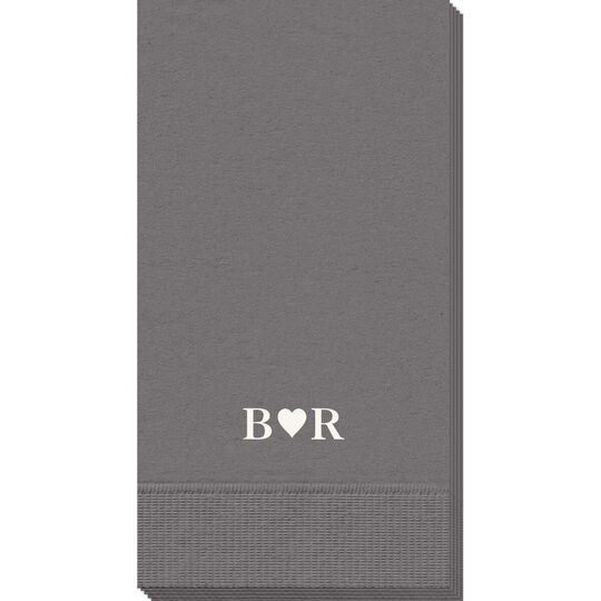2 Initials Plus Heart Guest Towels