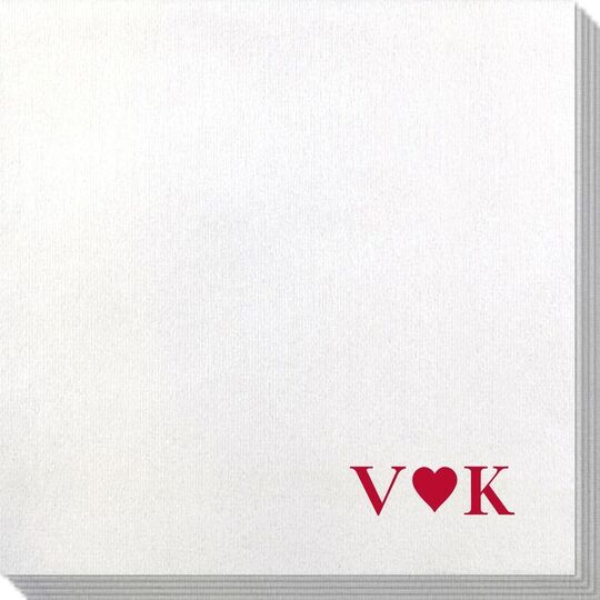 2 Initials Plus Heart Bamboo Luxe Napkins