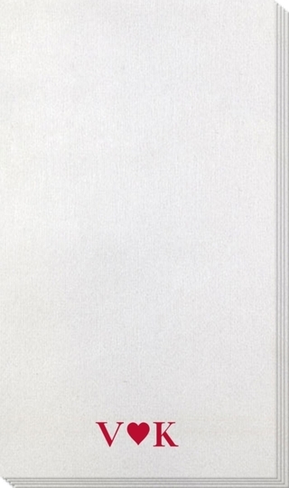 2 Initials Plus Heart Bamboo Luxe Guest Towels