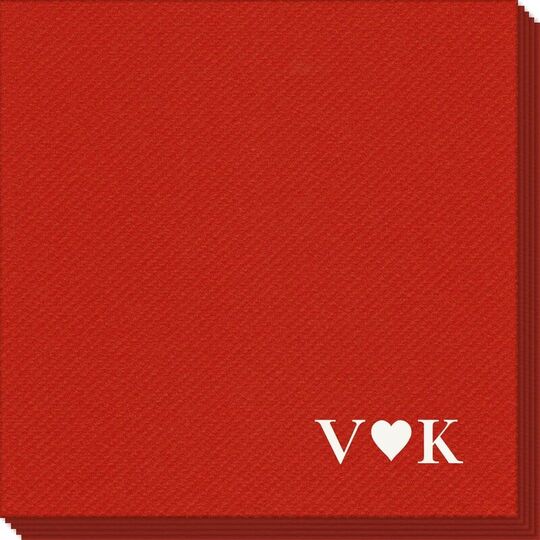 2 Initials Plus Heart Linen Like Napkins