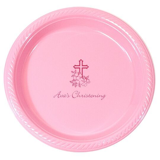 Floral Cross Plastic Plates