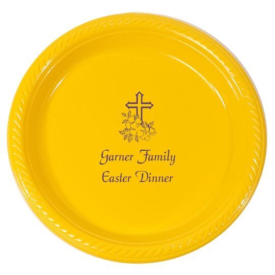 Floral Cross Plastic Plates