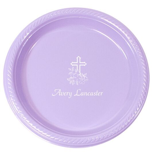 Floral Cross Plastic Plates