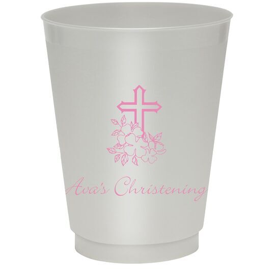 Floral Cross Colored Shatterproof Cups