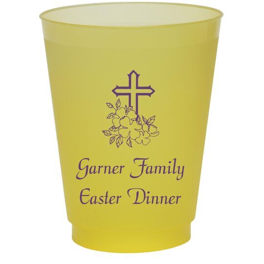 Floral Cross Colored Shatterproof Cups