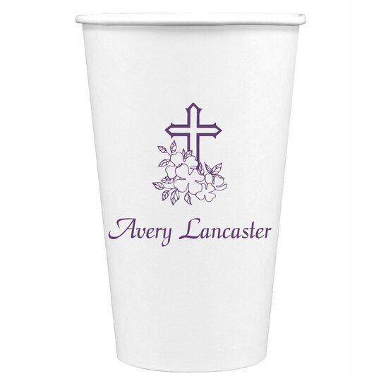 Floral Cross Paper Coffee Cups