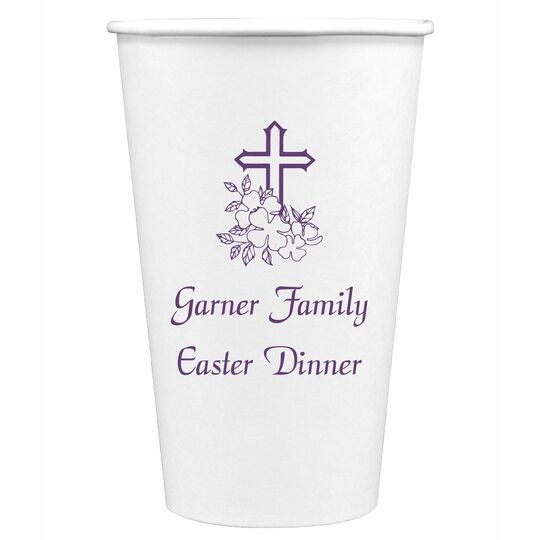 Floral Cross Paper Coffee Cups