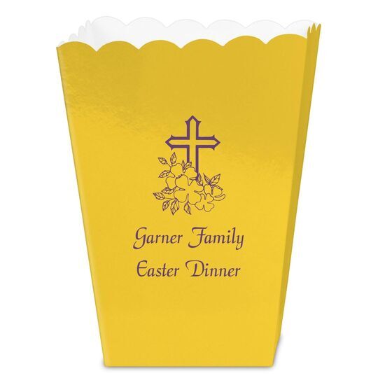 Floral Cross Mini Popcorn Boxes