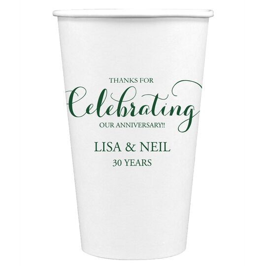 Thanks For Celebrating Any Event Paper Coffee Cups