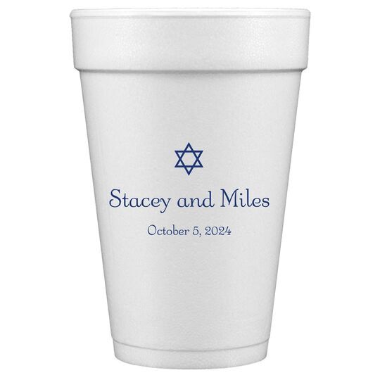 Little Star of David Styrofoam Cups