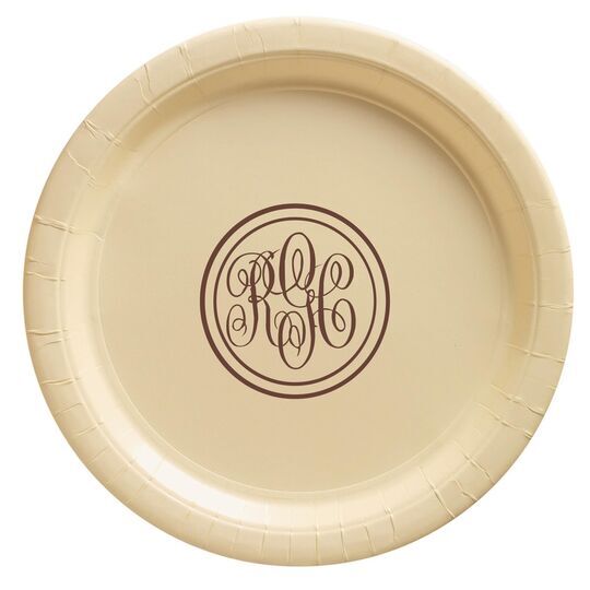 Double Circle Monogram Paper Plates