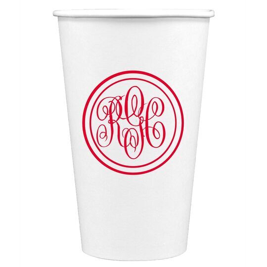 Double Circle Monogram Paper Coffee Cups