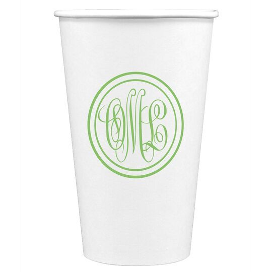 Double Circle Monogram Paper Coffee Cups