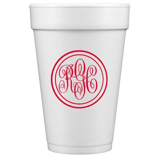 Double Circle Monogram Styrofoam Cups