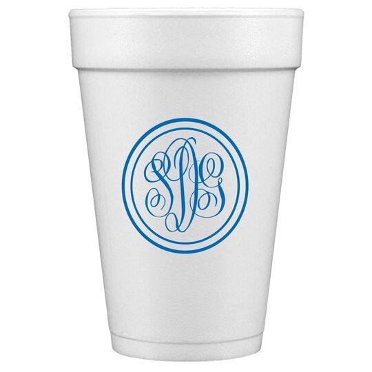 Double Circle Monogram Styrofoam Cups