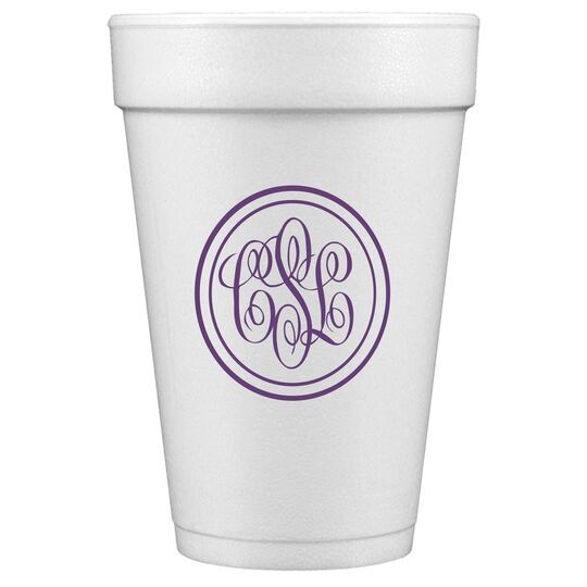 Double Circle Monogram Styrofoam Cups