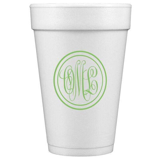 Double Circle Monogram Styrofoam Cups