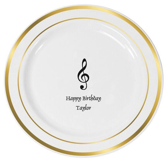 Treble Clef Premium Banded Plastic Plates