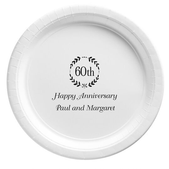 60th Wreath Paper Plates