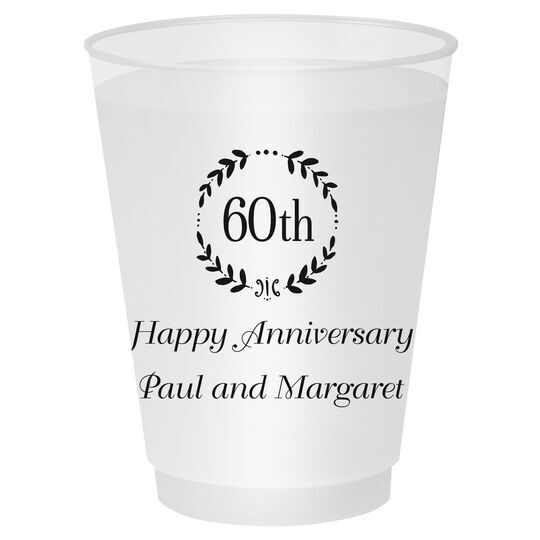 60th Wreath Shatterproof Cups